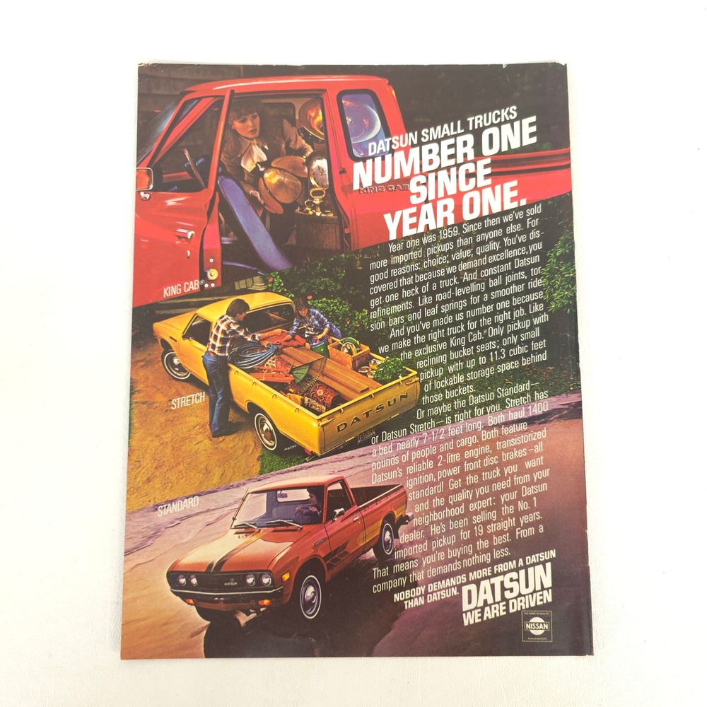 Vintage 1978 Datsun Trucks Print Ad Pickup Advertising Mancave Nissan Art Decor